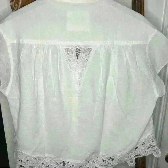 AMERICAN EAGLE OUTFITTERS Women’s Oversize White Lace Button Down Shirt Size S - Picture 3 of 6